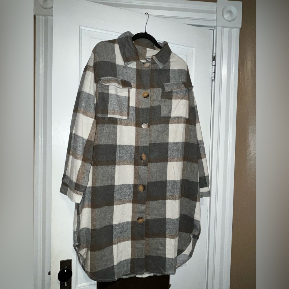 Tan knee length coat